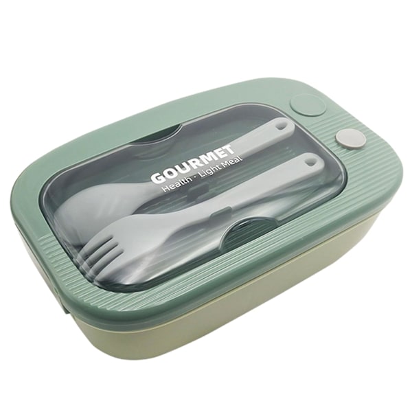 1 set 1,1L Lunchlåda Bra tätning Klassificera Förvaring av plast 2 Galler Bento Matbehållare med skedgaffel Daglig användning Tianyuhe Green