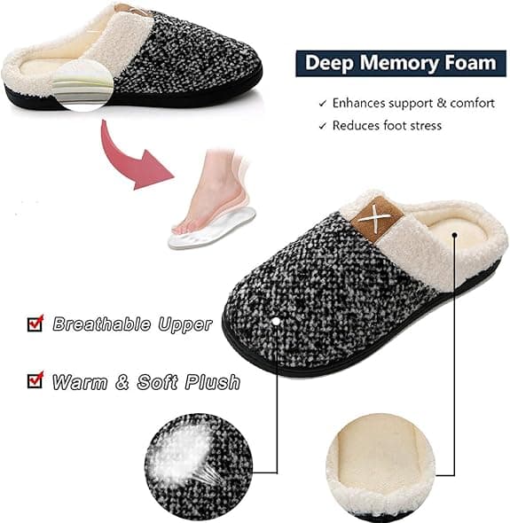 Herrtofflor Memory Foam Hemmakomforttofflor Wo
