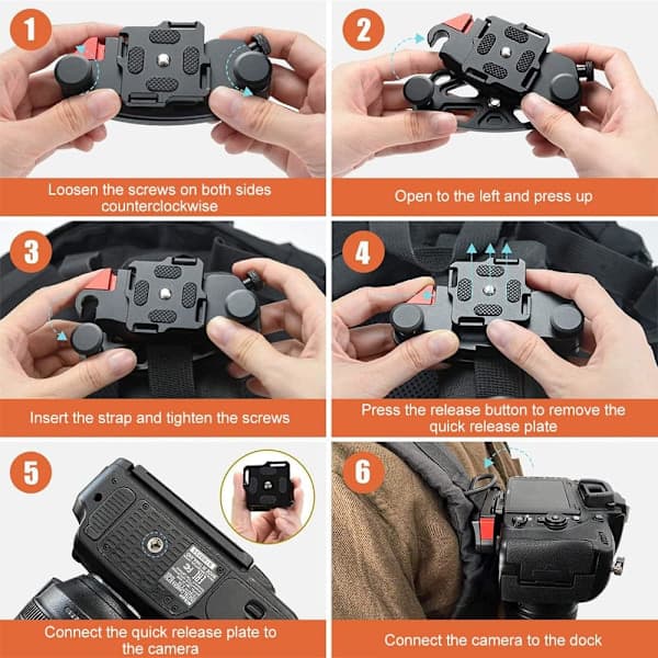 Kamerabælte Spænde Hurtigkobling Kamerabælte DSLR-kameramontering (Orange)