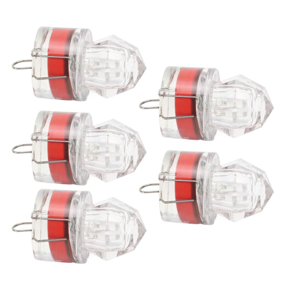 5 stk Fiskelokkelys Diamantform LED-korrosjonsmotstand Automatisk åpen Blinkende Basslokkelyserød