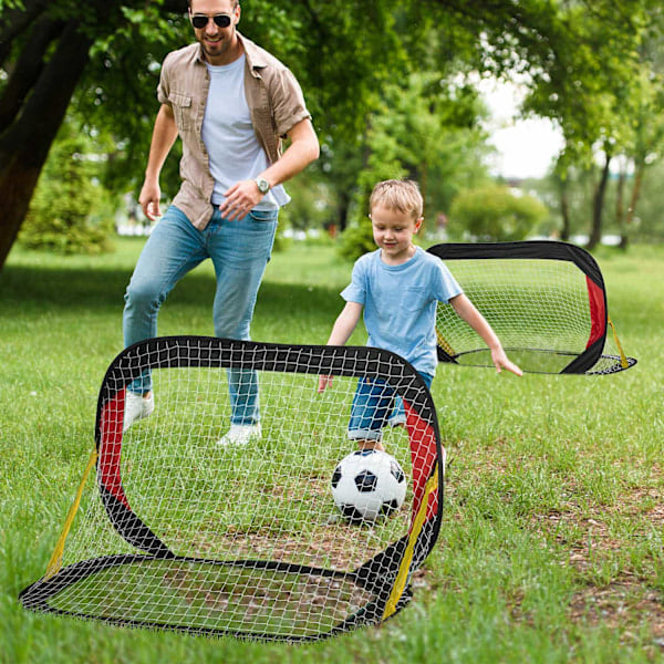 Paris Fodboldmål Sæt med 2 Fodboldnet Mini Mål Sammenklappelige til Haven eller Parken for Børn og Voksne Stål Polyester Sort 186 x 90 x 89 cm