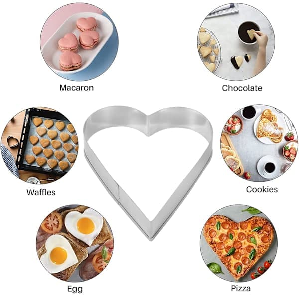 Delar Hjerteformet Kakepresse Sett Valentinsdag Kakepresse Rustfritt Stål Hjerteform Valenti