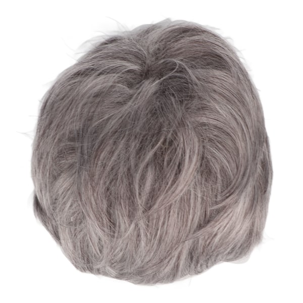 Grå kort peruk för män Värmebeständig syntetisk mångsidig justerbar skiktad mjuk gammal man grå peruk