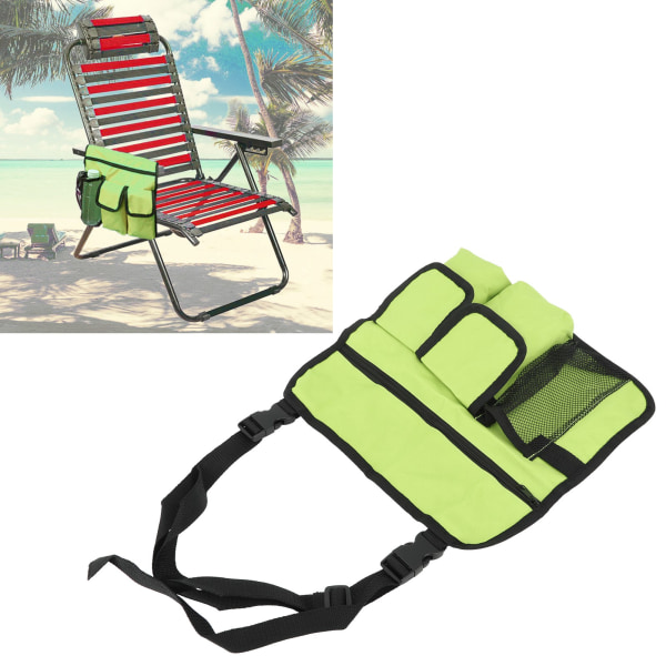 Beach Chair Armlene Bag Handy Lommer Armlene Bag Utendørs Stol Hengende Oppbevaringspose for Camping Green