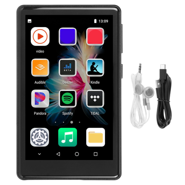 4,0 tums MP3-musikspelare högupplöst brusreducering MP3-spelare Bluetooth5.0 WIFI musikspelare för FM-radio elektrisk bok svart 3+32GB