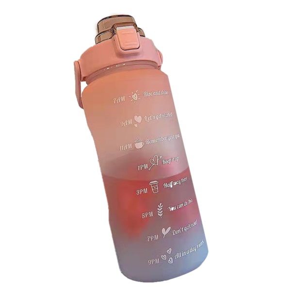 Stor 2000 ML motiverende vandflaske Bærbar flaskevægt Sportskedel GradientFarve Plastkop Brev Sippy CupGradient Pink