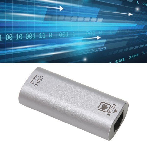Type C til RJ45 Adapter Plug and Play 1000 Mbps overføring aluminiumslegering USB C til Ethernet Adapter for bærbar nettbrett