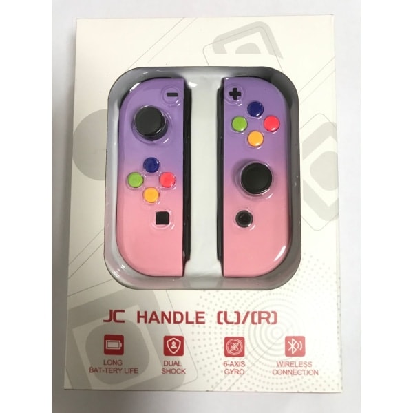 NS-switch vänster och höger handtag Joy-Con handtag Switch Bluetooth handtag med fjärrvakning och handledsrem Lila rosa gradientfärg