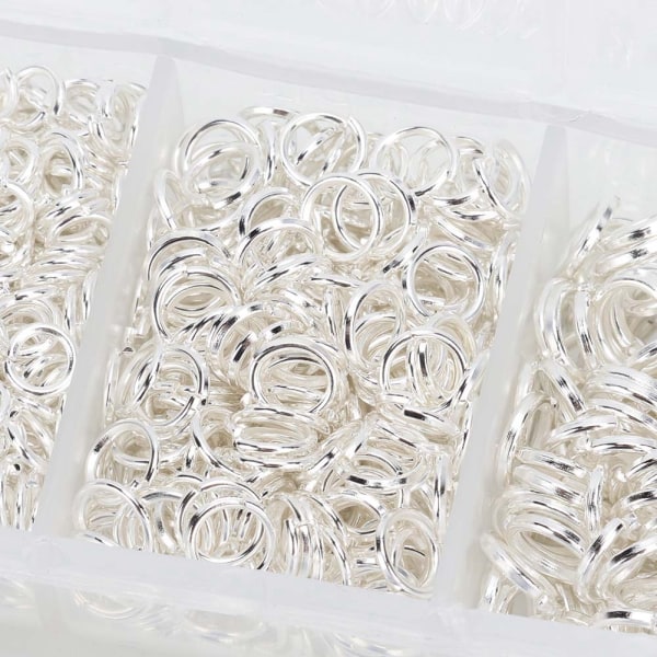 1450 stk Åpne Jump Rings DIY smykker gjør tilbehør Funnsett med boks