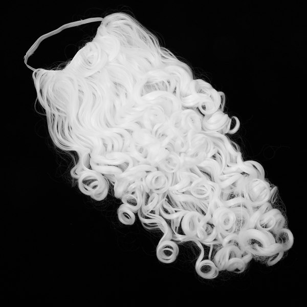 Julenisseparykk Skjegg Hvit krøllete skjeggparykk til julefest Cosplay Prop 80cm