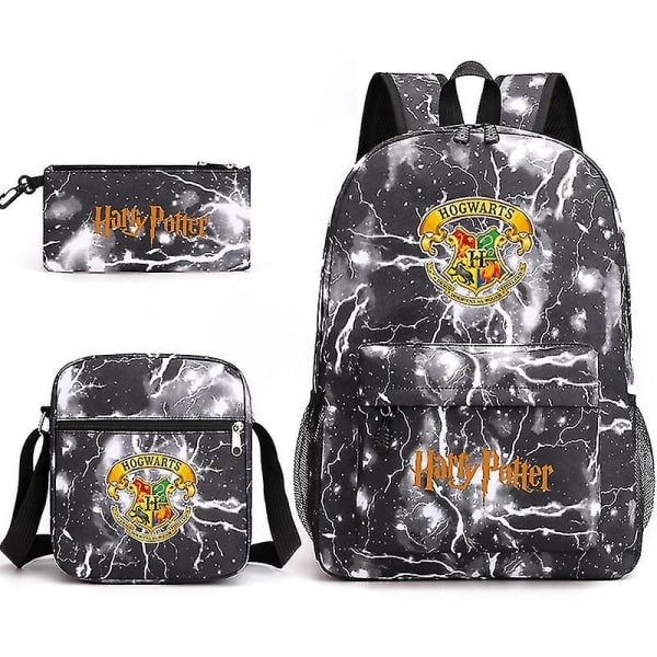 Harry Potter -kuvioinen reppu Opiskelijan koululaukku Pieni olkalaukku Kynäkotelo Kolmiosainen Cross-9q lightning black