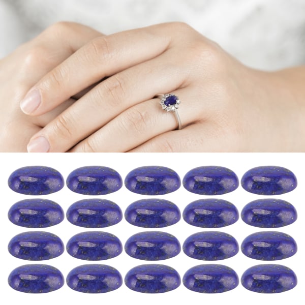 20 stk Oval Flatback Cabochon Lapis Lazuli Udsøgt Ring Halskæde DIY stenperle til smykkefremstilling