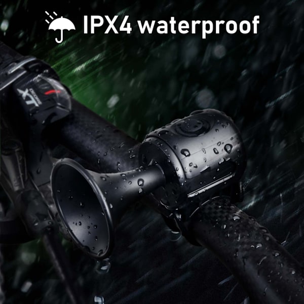 120dB pyöräkello, IPX4 vedenkestävä pyöräkello, sähköinen MTB-pyöräkello, elektroninen torvi, sopii 15-30 mm ohjaustankoihin, helppo asentaa
