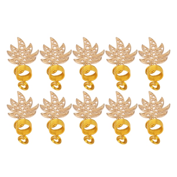 10 stk Skjeggperler Tilbehør Antikke Dekorative Lønneblad Fjærskjegganheng Tilbehør for skjeggfletting Gyldent
