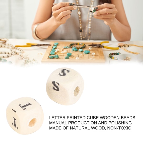 200 st 10 mm gör-det-själv smycken Pärlor printed vit kub trähantverkspärlor