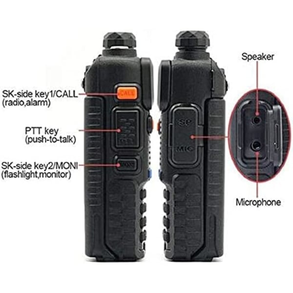 UV-5R Kaksitietoliikenne Radio Dual Band 144-148/420-450Mhz Walkie Talkie 1800mAh Li-ion Akku (Musta)