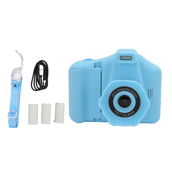 Kids Print Camera 1440P 2,8 tommers skjerm mini barnevideokamera med fylllys for gutter jenter blå