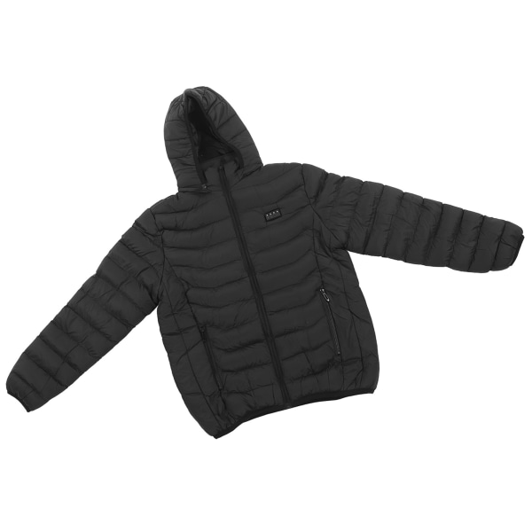 19 Zone Slim Fit opvarmet jakke med aftagelig hætte Vandtæt åndbar opvarmet hættetrøjejakke til mænd, kvinder Sort XL