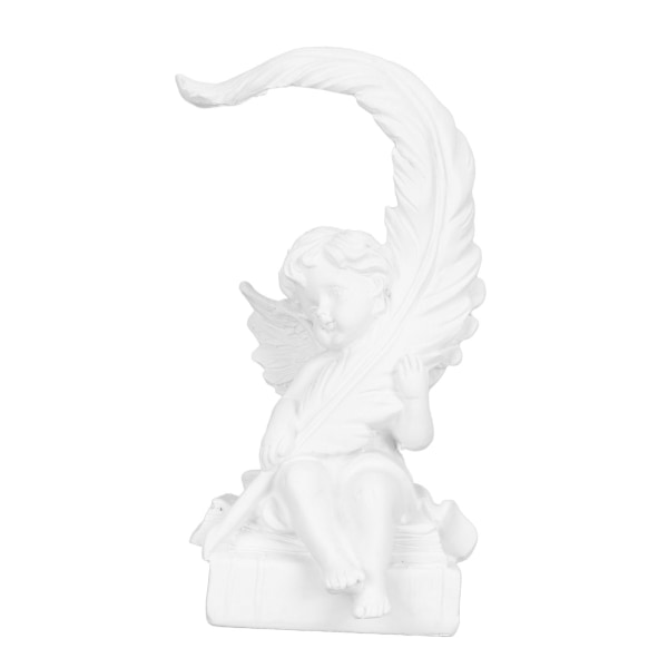 Angel Resin Figur Vintage Fjerdekoration Hvid Memorial Angel Statue til hjemmet