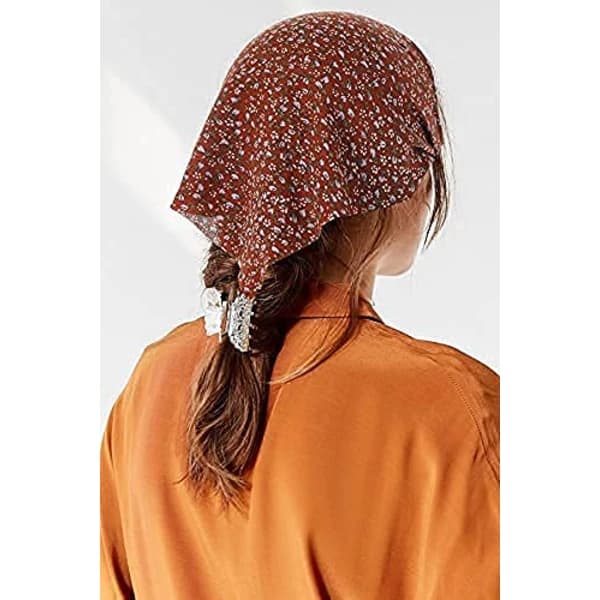3-pak Blomstrede Chiffon Elastiske Hårbånd med Trekantede Bandanaer