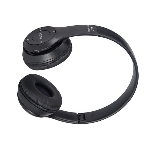 Bluetooth-hodetelefoner Trådløs stereoplugg i kort Sammenleggbar Over Ear-hodetelefon for spill, svart
