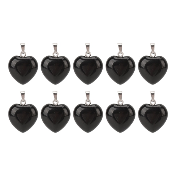 10 stk hjerteformet vedhængssæt sort glat udsøgte smykker DIY stenvedhæng til halskædefremstilling
