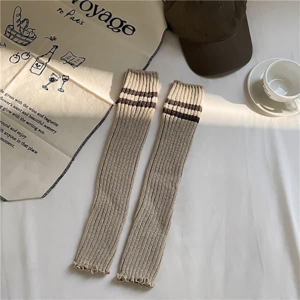 1 par lange strikkede strømper Crew strømper BEIGE Beige