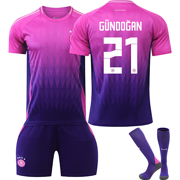 2024 UEFA EM nr. 21 GUNDOGAN Børne Fodboldtrøje Kit Away Away L