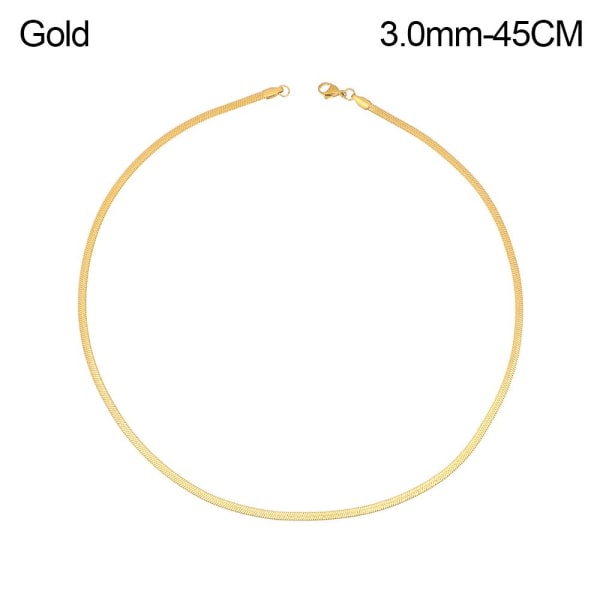 18"/20" flad slangekæde sildebenshalskæde Guld 3.0mm-45CM Gold 3.0mm-45CM
