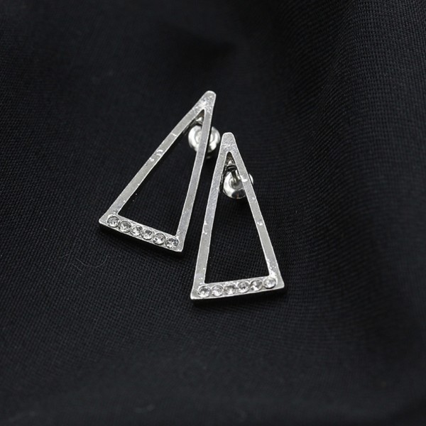 Fasjonable kvinner Lady Legering geometriske trekant øredobber Ørestuds smykker tilbehør (sølv)