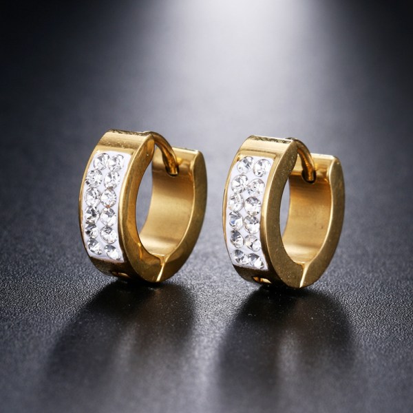 Enkelt mode i rostfritt stål Örhängen med klämmor Smycken present (gyllene)