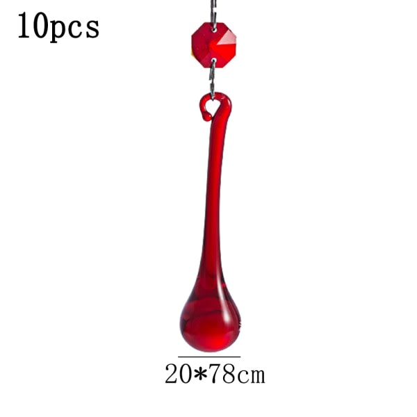 10 st Crystal Raindrop med Octagon Beads Ljuskrona Prismor röd