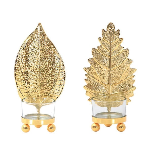 Pothos Blad Druvblad Glas Ljusstakar Ljuskopp Dekorativ Järn Ljusplatta Ljusstake fo.pa