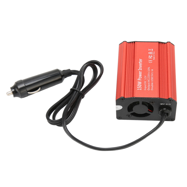 Auton power 150 W 12 V DC - 220 V AC, kaksi USB 2.1 A -lähtöä power , punainen