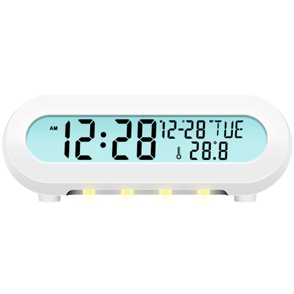 Klokkeradio Temp/Luftfuktighet USB-C/Batteridrift Hvit
