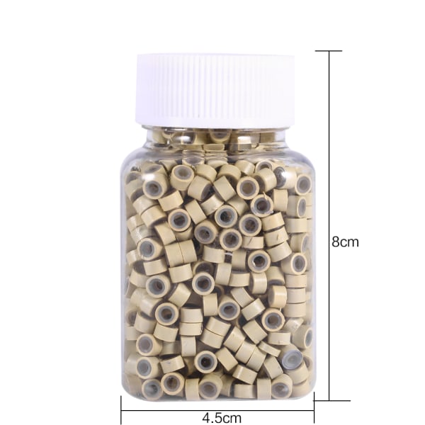 1000 st Flaska Mode SilicOne fodrade pärlor Länkar för fjäderhårförlängning (1000 st Beige)