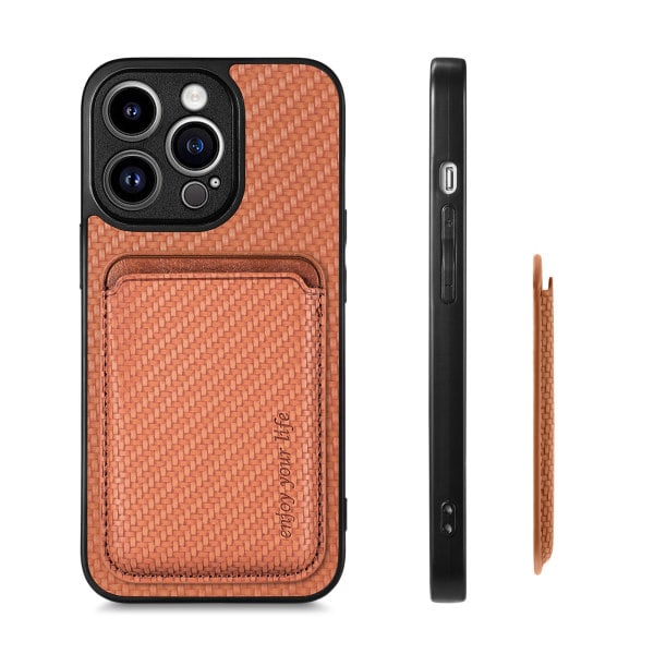 Magnetic Protective Case Supports MagSafe with Card Holder iPhone 15 Pro Max Brown
