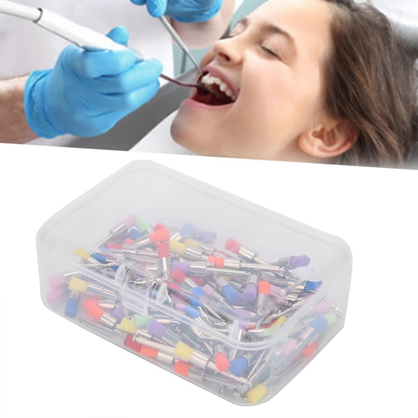 100 stk/æske flad polermaskine tandpoleringsbørste Farverig professionel tandpoleringssæt