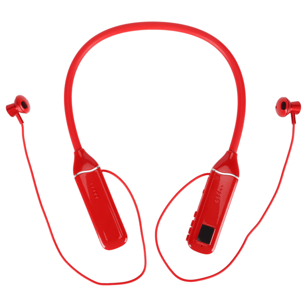 Bluetooth-hovedtelefon med nakkebøjle LED Power Display Hukommelseskort Afspilning Magnetiske øretelefoner Headset med RGB-baggrundsbelysning Rød