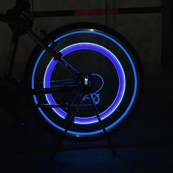 2st LED-cykelhjulsljus Dekorativt plastblått Coolt cykeldäcksljus med batteri för modifiering