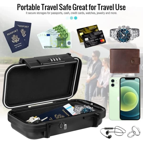 Portable Waterproof Safe with Code and Cable—pa