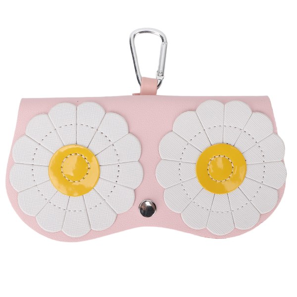 Case Kaksinkertainen vakuutusnappikoukku Design Auringonkukkakuvioinen Kannettava aurinkolasikotelo Vaaleanpunainen