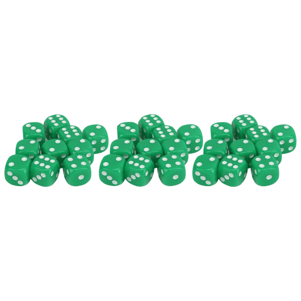 30 stk terningsett 6-sidig rundt hjørne Hvite tallprikker Bærbare plastspillterninger for brettspill Matematikkundervisning Grønn