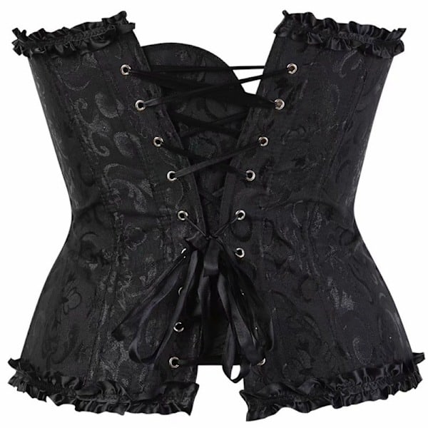 Blommig korsett för damer, axelbandslös bh, bh-stöd, samlad jacquard fiskbensformad shapewear, midjeformning, spetskantad court korsett 4XL_paris 4XL