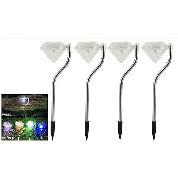 Solcellelampe til udendørs have, 4 x solcellediamant udendørs havelamper