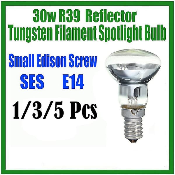 Replacement Bulb with Clear Reflector, Spotlight, Lava Bulb E14 R39 30W, Screw Bulb