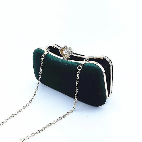 Sammet Bronzad Kvällsväska Retro Clutch - Grön