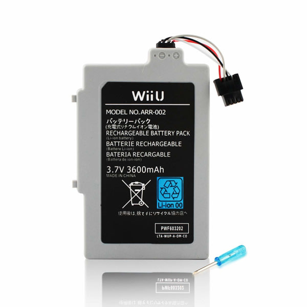 Batteri til Nintendo Wii U 3600mah. sort one size
