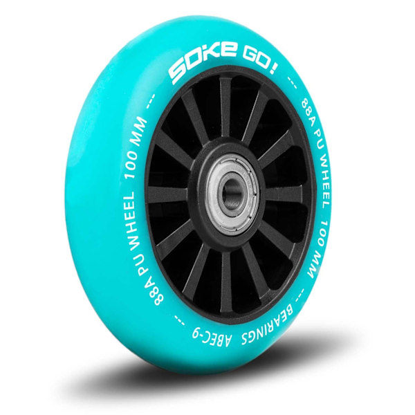 Turkosa sparkcykelhjul 100 mm, 2-pack