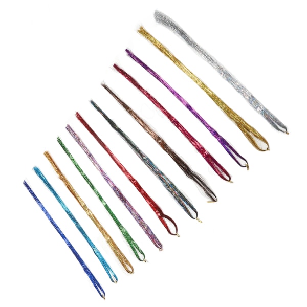 Hair Tinsel Kit Girls Extensions med værktøj 12 farver funklende skinnende med highlights glitter